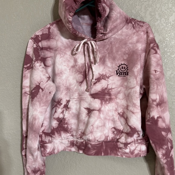 VANS "Rise N' Smile" Cropped Tie Dye Comfy Hoodie Sweatshirt - Picture 3 of 5